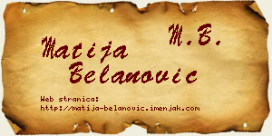 Matija Belanović vizit kartica